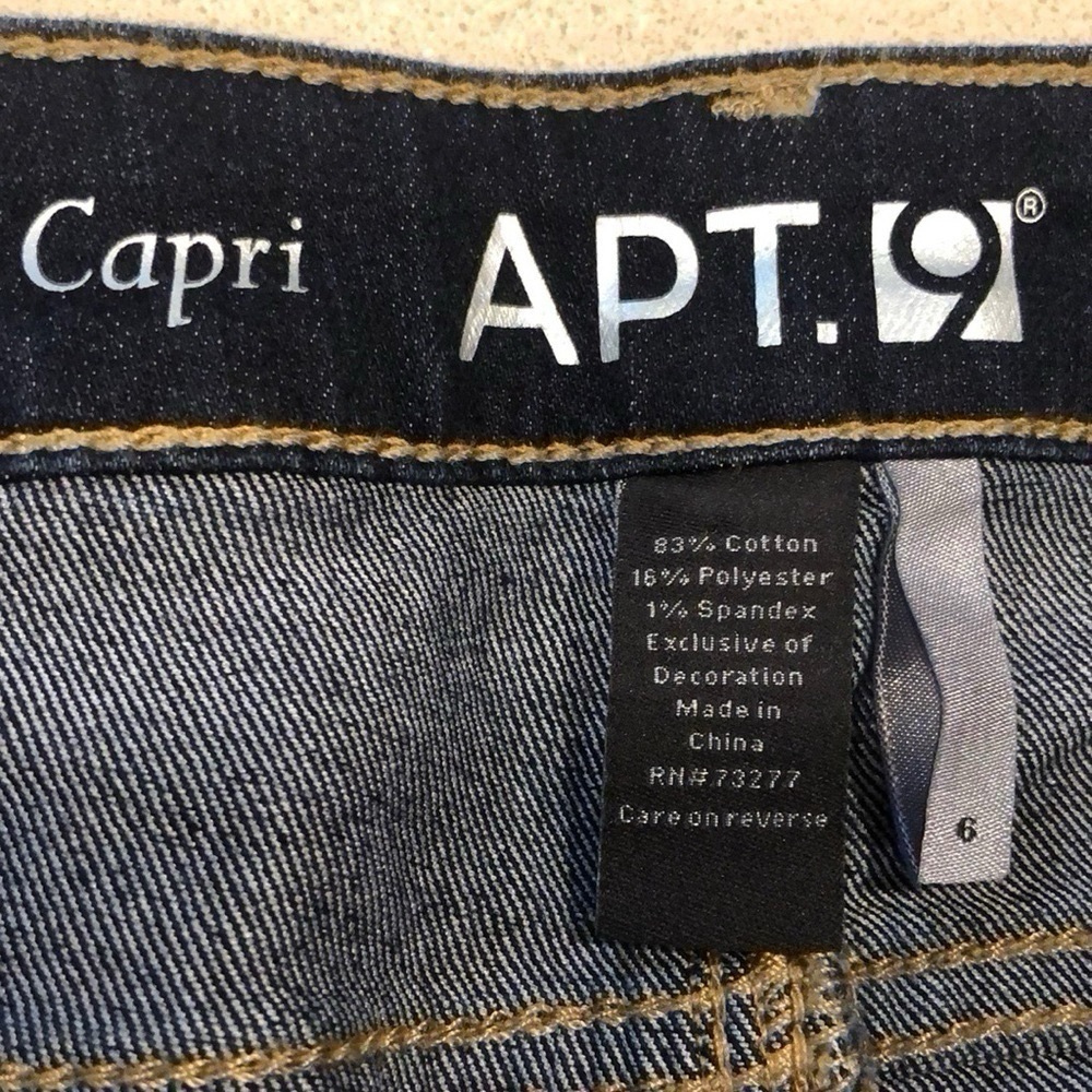 APT. 9 CAPRI DARK WASH DENIM BLUE JEANS SIZE 6 - Picture 7 of 11